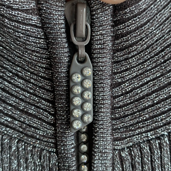 Belldini Gray Sparkle and Rhinestone Zipper Jacket - Picture 3 of 6